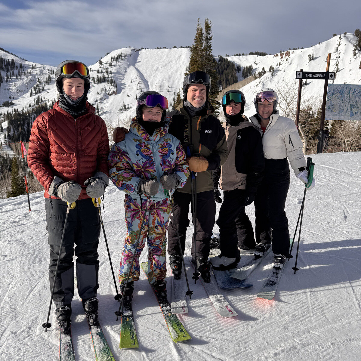 Dr. Michael Williams of Cornerstone Dental Arts in Knoxville, TN skiing with his family