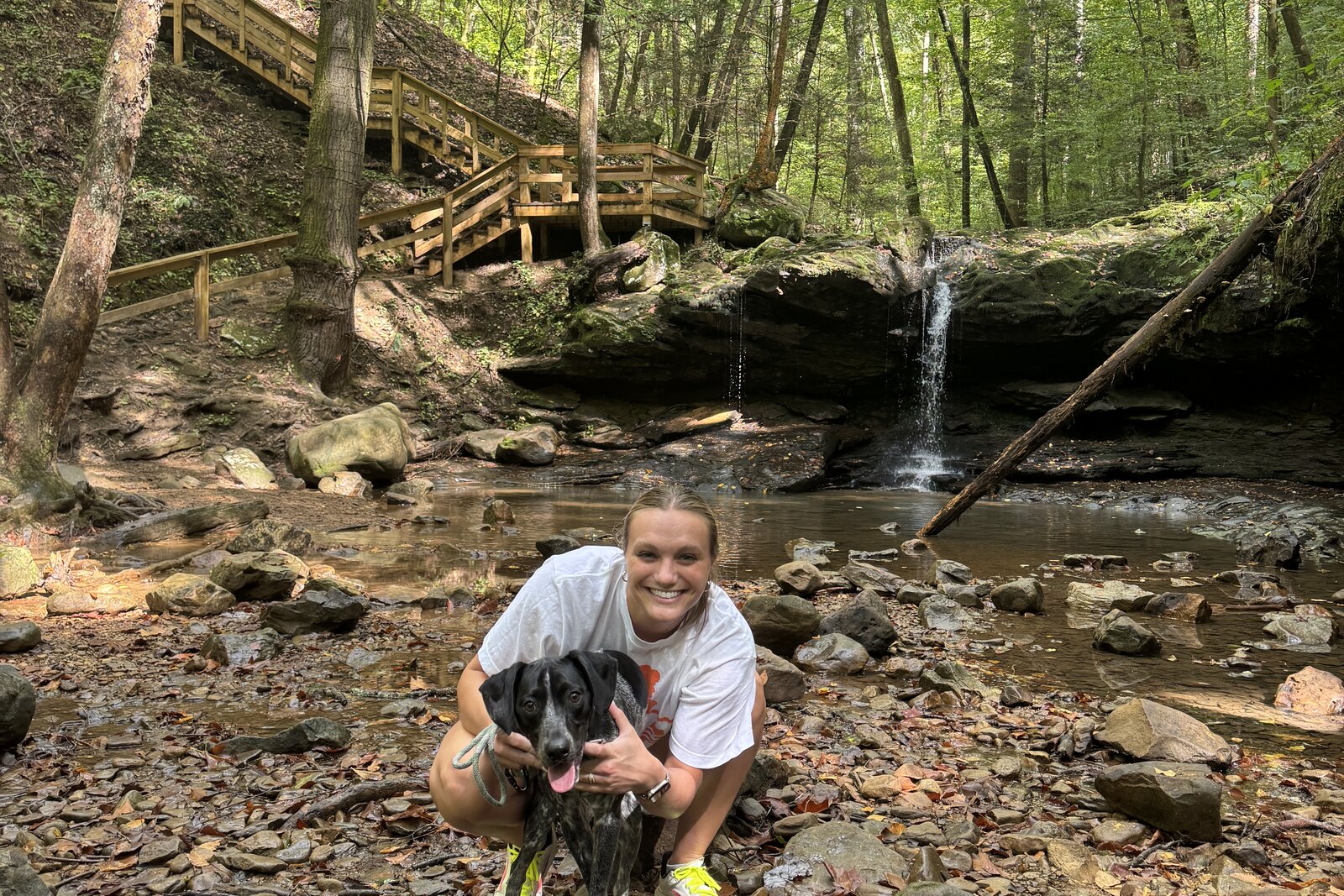 Dr. Brianna Ball of Cornerstone Dental hiking a local trail near Knoxville, TN