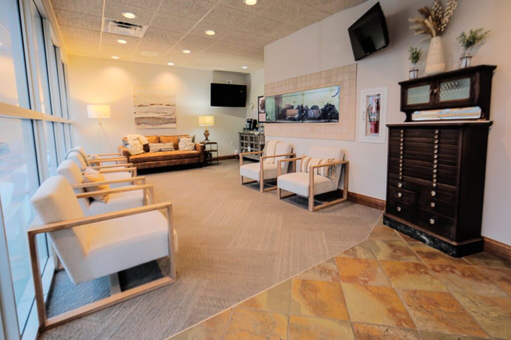 Bright, comfortable waiting room at Cornerstone Dental Arts Fort Sanders West in Knoxville, TN